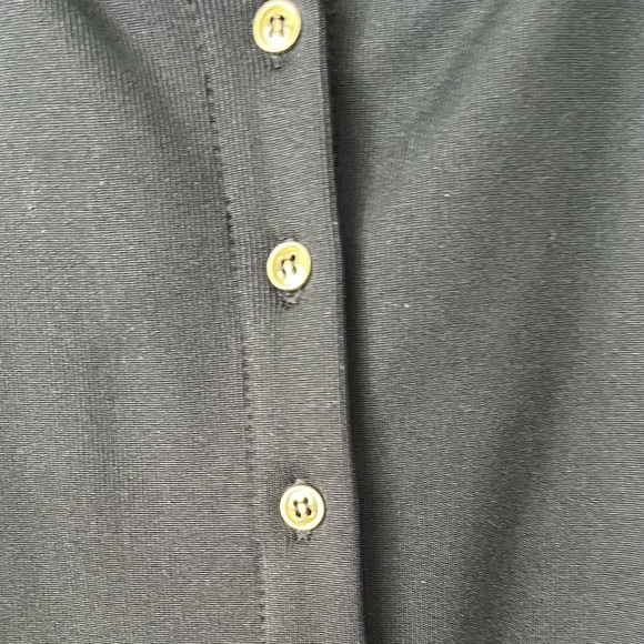 Zara Black Ribbed Button Front Top Size Medium Gold Buttons - Picture 6 of 7